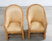Set of Eight Michael Taylor Style Rattan Leather Dining Chairs