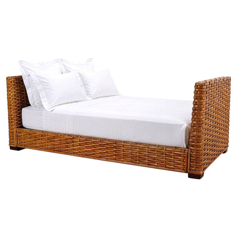 Ralph Lauren Style Organic Modern Woven Wicker Rattan Bed