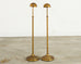 Pair of Patinated Brass Adjustable Pharmacy Floor Lamps