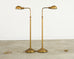 Pair of Patinated Brass Adjustable Pharmacy Floor Lamps