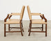 Set Eight Rose Tarlow Walnut Leather Glenna Dining Chairs