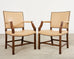 Set Eight Rose Tarlow Walnut Leather Glenna Dining Chairs