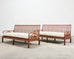 Pair of Michael Taylor Style Ming Inspired Hardwood Sofas
