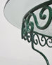 O.W. Lee American Regency Style Wrought Iron and Glass Scrolled Garden Table