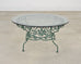 O.W. Lee American Regency Style Wrought Iron and Glass Scrolled Garden Table