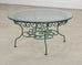 O.W. Lee American Regency Style Wrought Iron and Glass Scrolled Garden Table