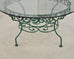 O.W. Lee American Regency Style Wrought Iron and Glass Scrolled Garden Table