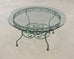 O.W. Lee American Regency Style Wrought Iron and Glass Scrolled Garden Table