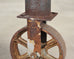 Industrial Style Round Machined Iron Center Table on Casters