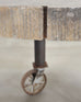 Industrial Style Round Machined Iron Center Table on Casters