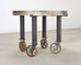 Industrial Style Round Machined Iron Center Table on Casters
