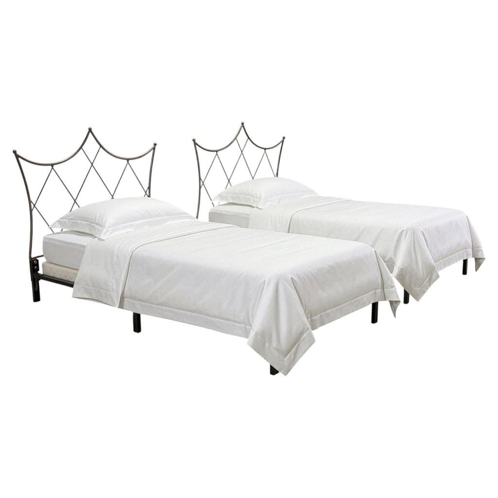 Pair of French Neoclassical Iron Lattice Twin Bed Frames