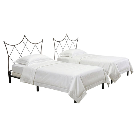 Pair of French Neoclassical Iron Lattice Twin Bed Frames