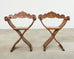 Set of Four Italian Baroque Lion Head Savonarola Chairs