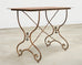 French Art Nouveau Patinated Iron Bronze Garden Bistro Table