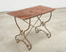 French Art Nouveau Patinated Iron Bronze Garden Bistro Table