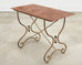 French Art Nouveau Patinated Iron Bronze Garden Bistro Table