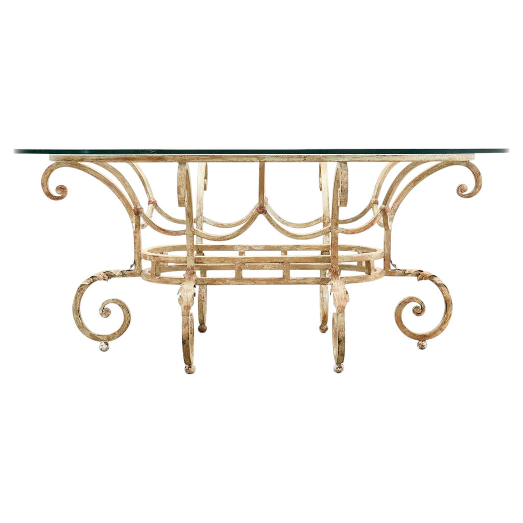 20th Century Italian Regency Wrought Iron Garden Dining Table