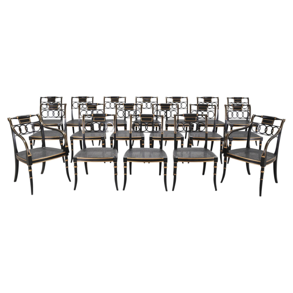 Set of Eighteen Baker “Governor Alston” Regency Dining Chairs