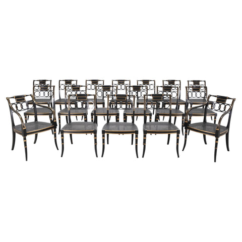 Set of Eighteen Baker “Governor Alston” Regency Dining Chairs