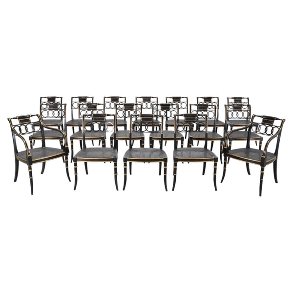Set of Eighteen Baker “Governor Alston” Regency Dining Chairs