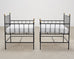 Set of Four French Modernist Iron Brass Ball Finial Lounge Chairs