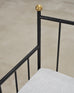 Set of Four French Modernist Iron Brass Ball Finial Lounge Chairs