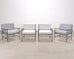 Set of Four French Modernist Iron Brass Ball Finial Lounge Chairs