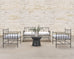 Set of Four French Modernist Iron Brass Ball Finial Lounge Chairs