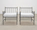 Set of Four French Modernist Iron Brass Ball Finial Lounge Chairs