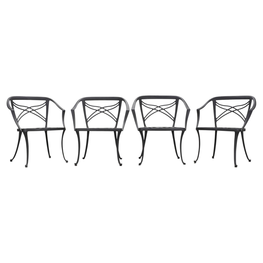 Set of Four Brown Jordan Neoclassical Garden Dining Armchairs