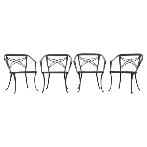 Set of Four Brown Jordan Neoclassical Garden Dining Armchairs