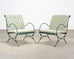 Set of Four O.W. Lee Iron Garden Lounge Chairs and Two Ottomans