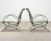 Set of Four O.W. Lee Iron Garden Lounge Chairs and Two Ottomans