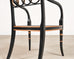 Set of Four Baker “Governor Alston” Cane Ebonized Dining Chairs