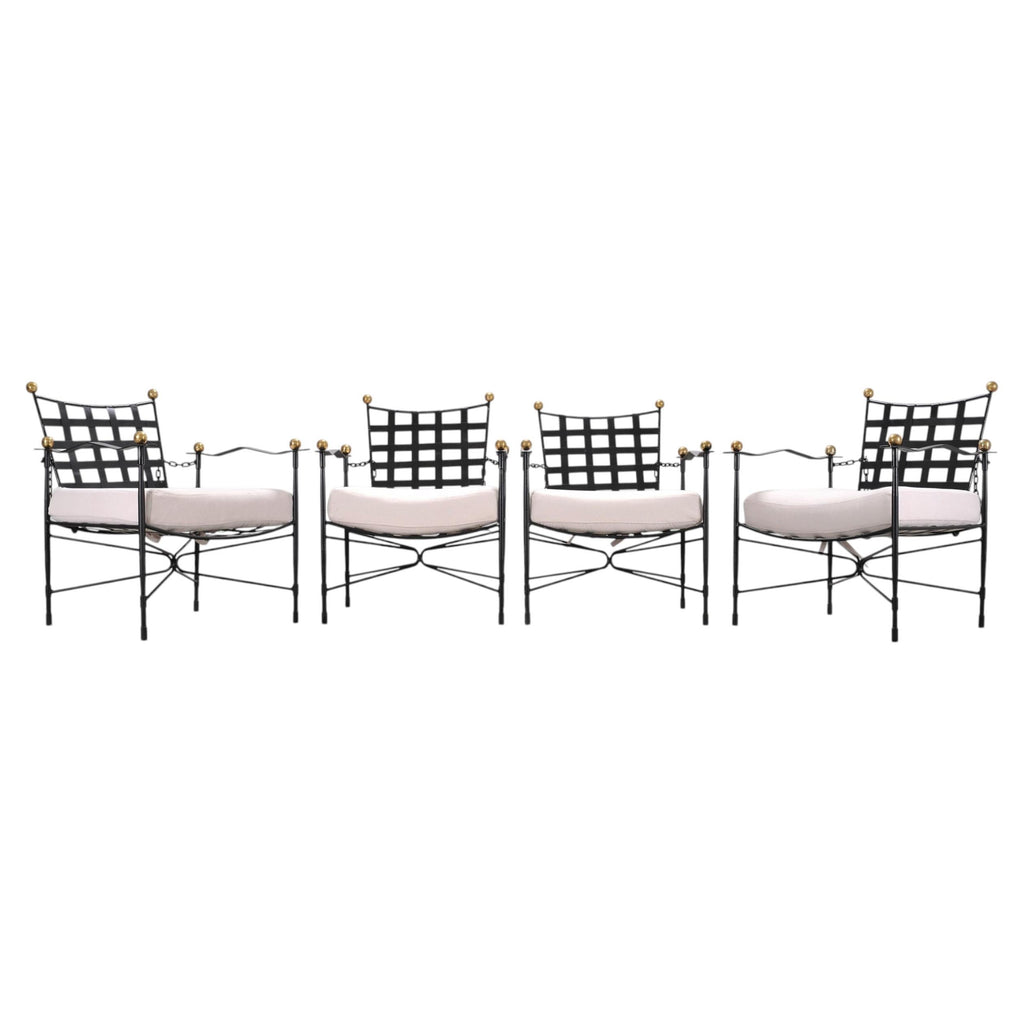Set of Four Mario Papperzini Amalfi Iron Lounge Garden Chairs