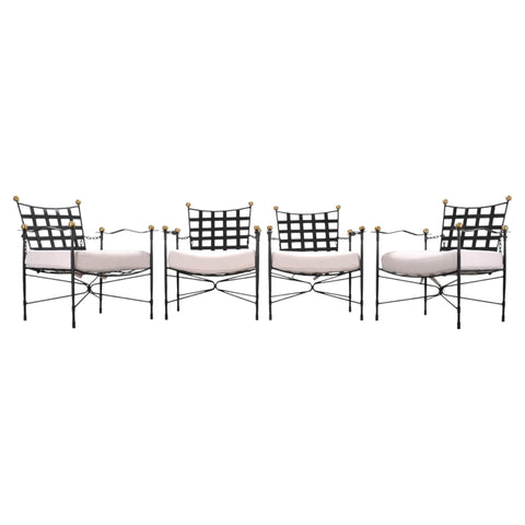 Set of Four Mario Papperzini Amalfi Iron Lounge Garden Chairs