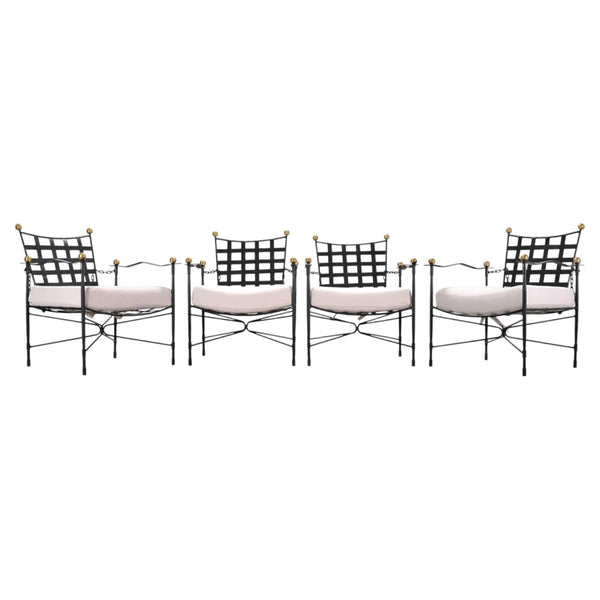 Set of Four Mario Papperzini Amalfi Iron Lounge Garden Chairs