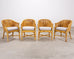 Set of Four McGuire Barrel Back Rattan Bamboo Dining Armchairs