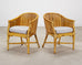 Set of Four McGuire Barrel Back Rattan Bamboo Dining Armchairs