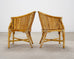 Set of Four McGuire Barrel Back Rattan Bamboo Dining Armchairs