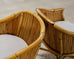 Set of Four McGuire Barrel Back Rattan Bamboo Dining Armchairs