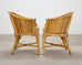 Set of Four McGuire Barrel Back Rattan Bamboo Dining Armchairs