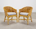 Set of Four McGuire Barrel Back Rattan Bamboo Dining Armchairs