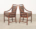 Set of Four McGuire Rattan Target Upholstered Dining Armchairs