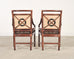 Set of Four McGuire Rattan Target Upholstered Dining Armchairs