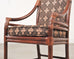 Set of Four McGuire Rattan Target Upholstered Dining Armchairs