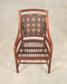 Set of Four McGuire Rattan Target Upholstered Dining Armchairs