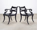 Set of Four Ralph Lauren Style Regency Caned Dining Armchairs