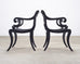 Set of Four Ralph Lauren Style Regency Caned Dining Armchairs